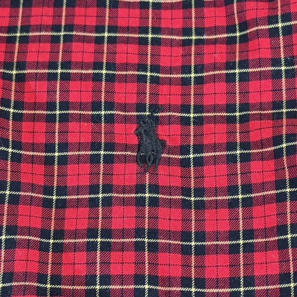 Polo Ralph Lauren Button Up Shirt Men's XL Red Black Plaid‎ Preppy Midweight